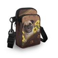 thumbnail image 3 of HELLHERO Double-layer Sling Bag, Polyester Adjustable Shoulder Strap Crossbody Bag for Men, Women, Pug Sunflower Pattern, 3 of 7