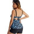 thumbnail image 4 of SWSMCLT Women's 2 Piece Ruched Tankini Floral High Waisted Modest Slimming Push Up Swimsuit Boy Short Tummy Control Bathing Suit Blue 16, 4 of 4