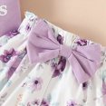 thumbnail image 4 of Xudanell Baby Girl Summer Clothes Letter Romper Tops Floral Shorts Birthday Outfits with Headband 3pcs Light Purple 3-6 Months, 4 of 6