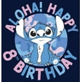 thumbnail image 2 of Boy's Lilo & Stitch Aloha! Happy 8th Birthday  Graphic Tee Navy Blue Medium, 2 of 4