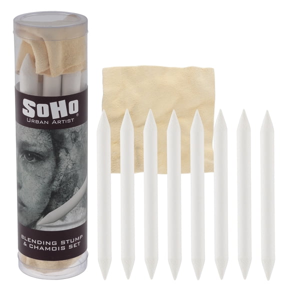 SoHo Urban Artist Blending Stumps & Chamois Tube – 8-Piece Set for Sketching, Shading & Blending