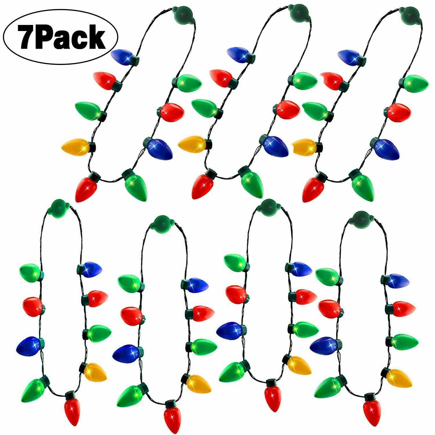 7 Pack Christmas Light Necklace Bulb Christmas Decorations Colorful String Light