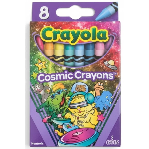 Crayola Cosmic Crayons, 8-Pack Bold Colors with Cosmic Infusion, Non-Toxic, Made in USA