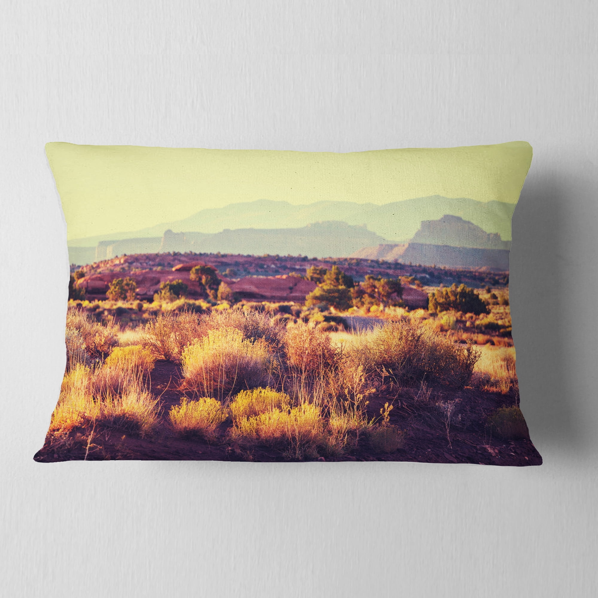 Designart 12" x 20" Yellow Polyester Throw Pillow