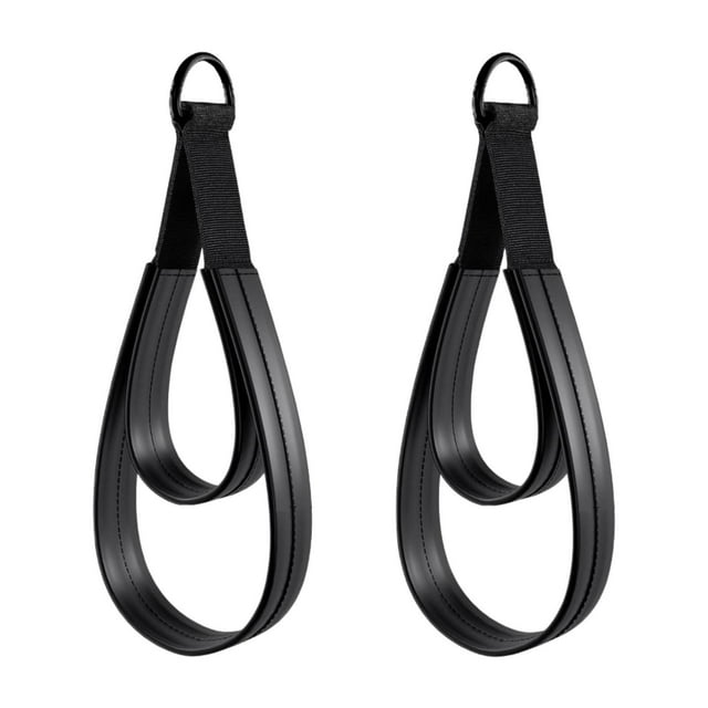 Almencla 2Pcs D Rings Straps Handle Ankle Gym Pilates Double Loop Straps for Reformer Black Rings