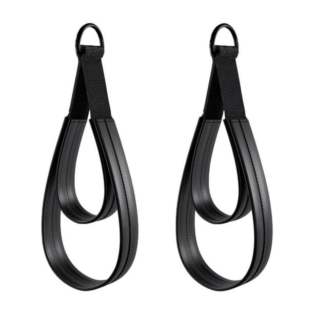2 correas de doble bucle para Pilates, para reformer, agarre cómodo, entrenamiento de cuero PU Anillos negros