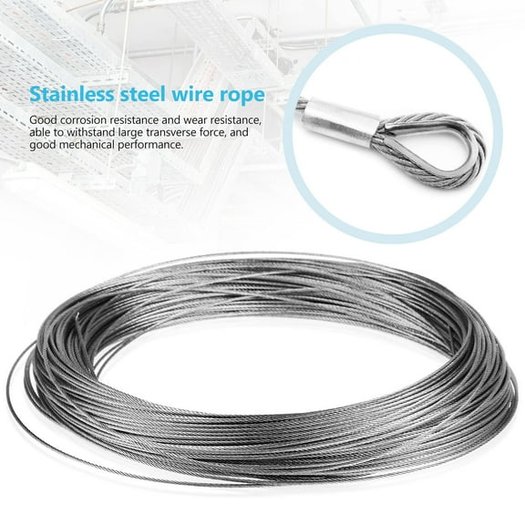 Masteelf Stainless Steel Wire Rope with Smooth Surface for Hanging Use Silver 1/8 Inch Diameter