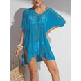 thumbnail image 5 of DAKIMOE Swimsuit Cover Up for Women V Neck Loose Beach Bathing Suit Cover up Summer Swim Coverup Swimwear Crochet Dress for Beach Pool, Lake Blue-L1, 5 of 9