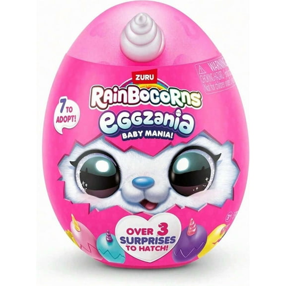 ZURU Rainbocorns Eggzania Baby Mania, Mini Unicorn Mystery Egg with 10  Surprises, Collectible Plush Toy Mystery Box, 7 Styles to Collect, Perfect Christmas or Birthday Gift for Girls