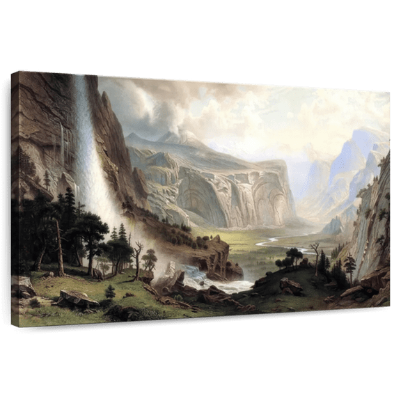 Elephant Stock The Domes Of The Yosemite Wall Art - Horizontal Canvas Wall Art - Living Room Wall Decor - Nature Canvas - Green And Brown Decor By Albert Bierstadt - 12" x 8"