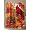 thumbnail image 4 of Fsddascl Fall Maple Leaf Shower Curtain Set - 48" x 72" Washable Bathtub Curtain with 12 Hooks, Thanksgiving Autumn Watercolor Cardinal Waterproof Fabric Stall Shower Curtains for Bathroom/Bathtub, 4 of 6