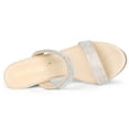 thumbnail image 4 of Sandalias De Diamantes De Imitación Mulas Tacón De Aguja Punta Abierta Para Mujer Beige 36, 4 of 7