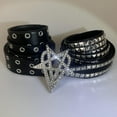 thumbnail image 4 of Black Studded Belt Solid Color Waist Band Rivet Belt Star Heart Charm Decorative Girdle for Fashion Enthusiasts, 4 of 11