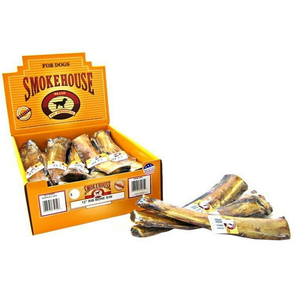 Smokehouse Treats Rib Bone [Dog, Treats Packaged] 12" Long (24 Pack with Display Box)