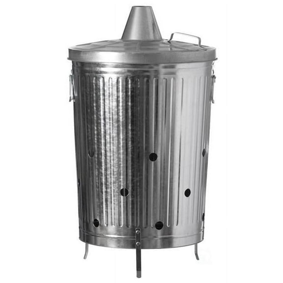 Silver Outdoor Galvanized Metal Garden Incinerator Can  for Yard  Patio  and Backyard