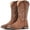 Brown, variant on Cowboy Boots For Women Square Toe Western Boots Mid Calf Cowgirl Boots Pull On Cowboy Boots