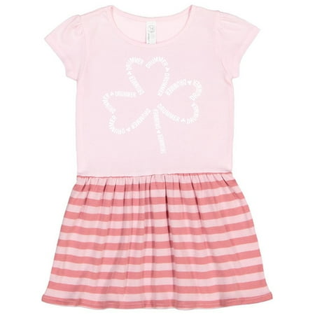 

Inktastic Drummer White Text Shamrock Gift Toddler Girl Dress