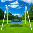 thumbnail image 2 of KloKick Heavy Duty Outdoor Swing Set - 500 lbs Capacity, Adjustable Ropes, Round Swing for Kids & Adults, Blue, 2 of 9