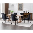 thumbnail image 3 of KCC Velvet Dining Chairs Set of 6, Upholstered High-end Tufted Dining Room Chair with Nailhead Back Ring Pull Trim Solid Wood Legs, Nikki Collection Modern Style for Kitchen, Black, 3 of 9