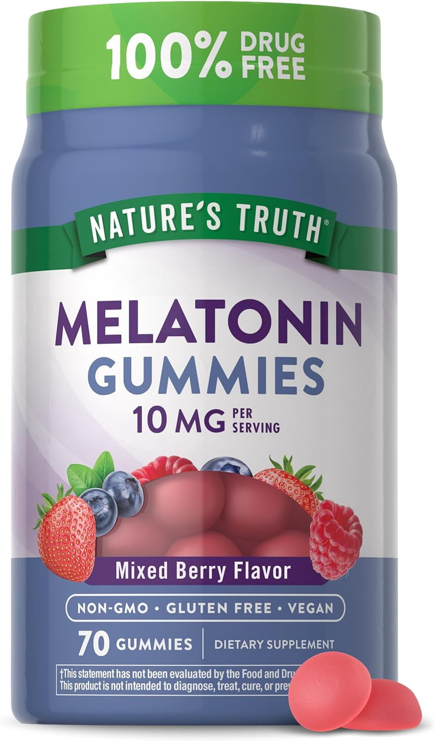 Melatonin Gummies 10mg | 70 Count | Berry Flavor | For Men and Women | by Nature's Truth