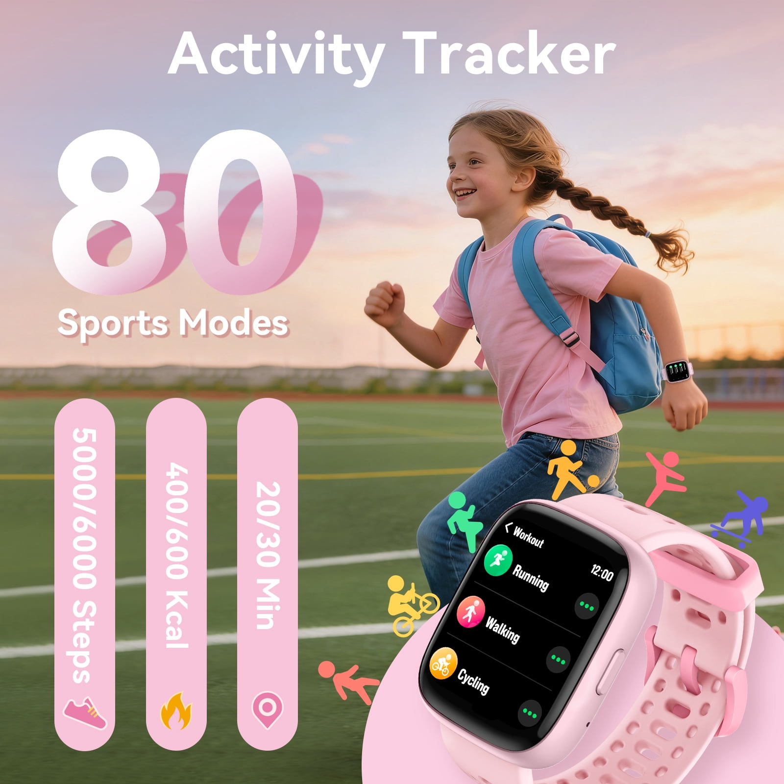 2026 Cillso Smart Watch for Kids with Find My, 1.83" HD Touch Screen, BLE5.3, IP68 Waterproof, Multiple Sports Modes, Activity Tracker Pedometer,Ideal Gift