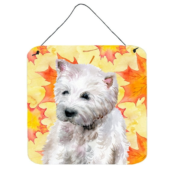 Westie Fall Wall or Door Hanging Prints Yellow