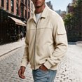 thumbnail image 5 of Jjayotai Men's Zip Up Jacket Collared Bomber Sleeve Pocket Utility Outerwear Casual Loose Fit Fall Winter Streetwear Ribbed Cuffs, 5 of 6
