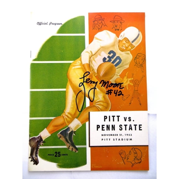 Lenny Moore Signed Autographed Program 1953 Penn State vs Pitt JSA AG39552
