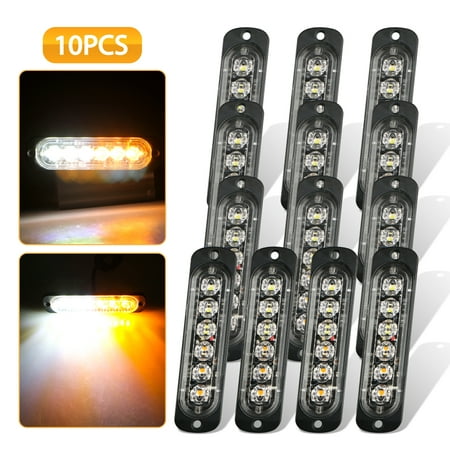 10 Pcs 6 LED Warning Strobe Flashing Vehicle Light Flash Emergency