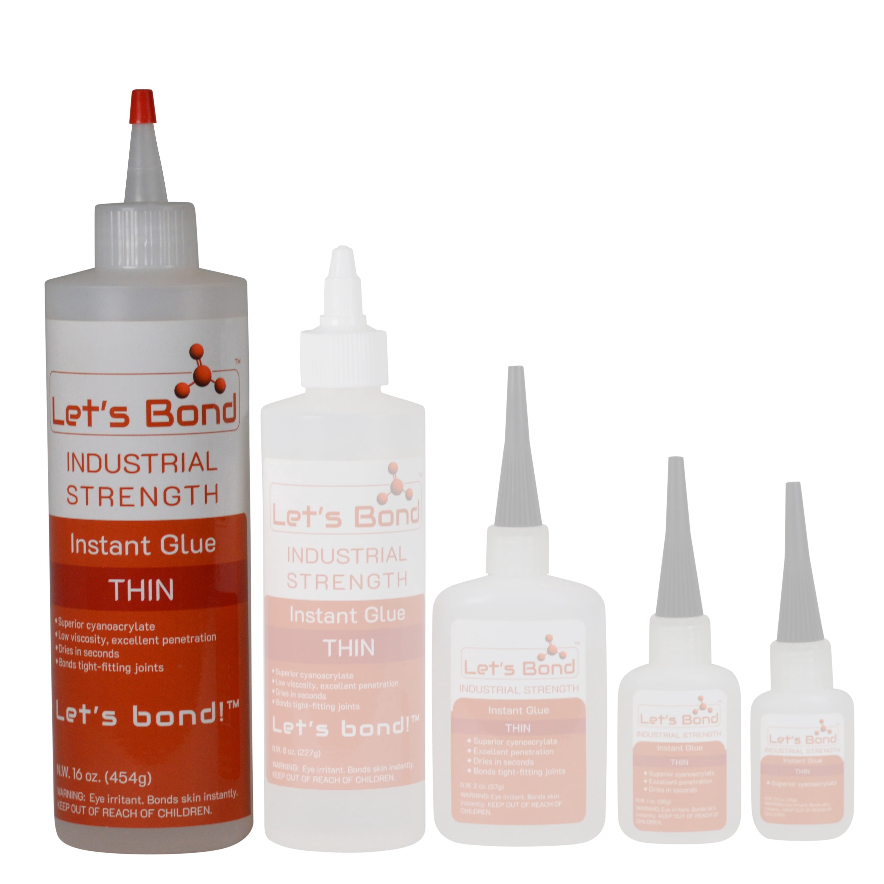 Let's Bond 16 oz Thin Professional Grade Instant Glue, Premium Cyanoacrylate, 5 CPS
