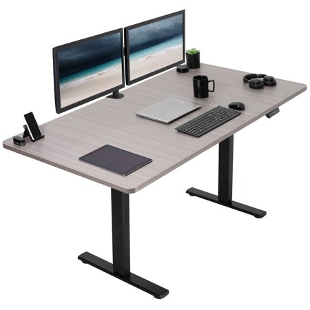 VIVO Electric 71”x36” Stand Up Desk Dark Gray Table Top Black Frame