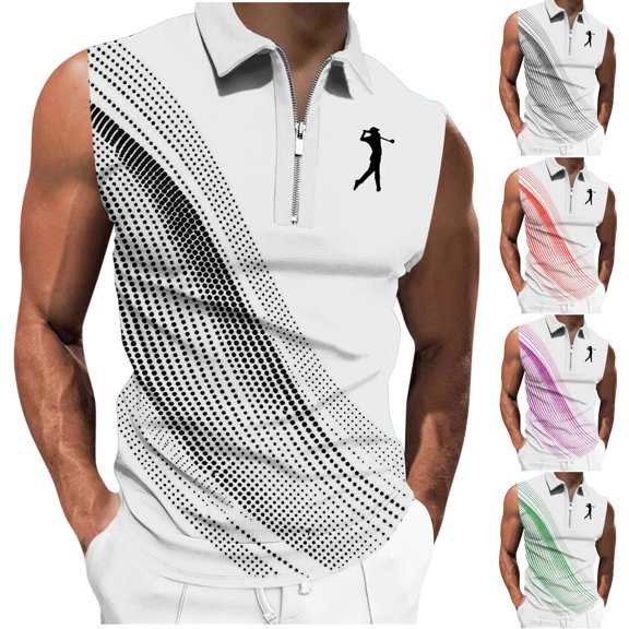Yaoyar Men's Golf Tank Tops Half Zip Sleeveless Undershirts Summer Casual Zipper Sports Athletic Tees Shirts