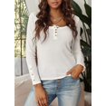 thumbnail image 2 of Womens Casual V Neck Button Down Blouses Long Sleeve Solid Color Slim Fit Knit Tunic Tops, 2 of 6