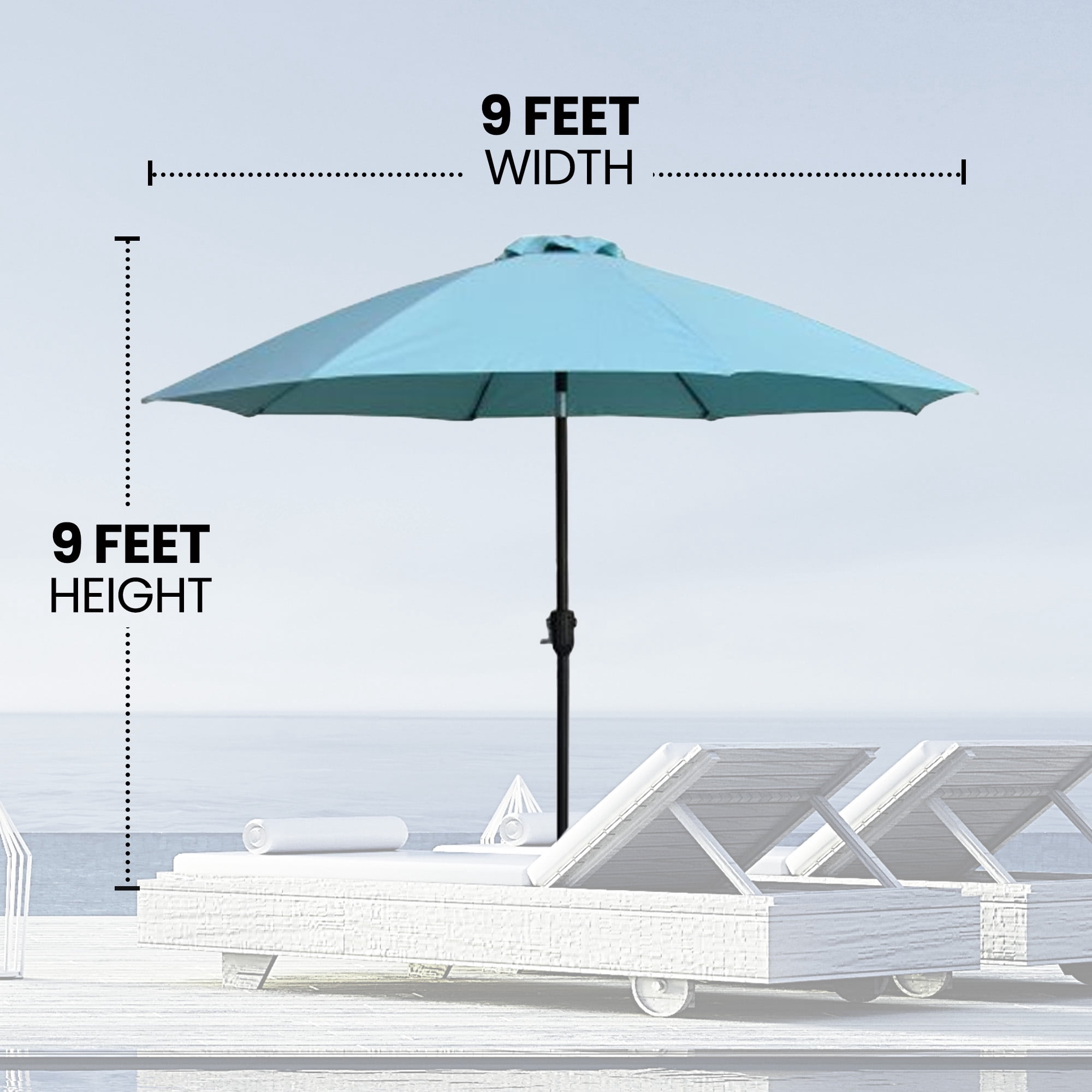 Four Seasons Courtyard 9 Foot Crank Lift Auto Tilt Patio Umbrella, Green