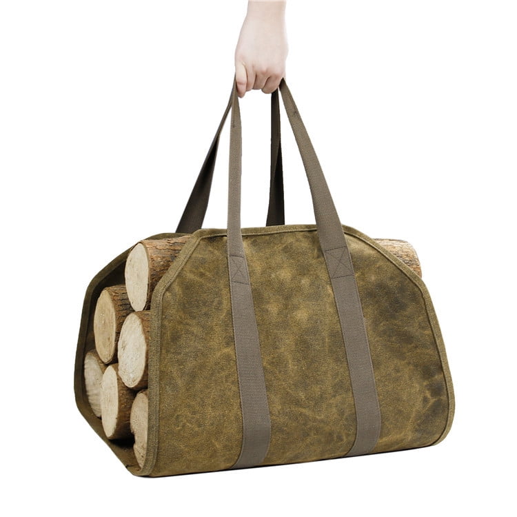 Homfa 2pcs Firewood Basket Storage Felt Bag Wood Log Carrier Shopping Bag 
