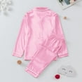 thumbnail image 6 of Ediodpoh Family Matching Pajamas Set Silk Satin Button Down Sleepwear Long Sleeve Nightwear 2 Pcs Pj Set for Men Pink XXXL, 6 of 9