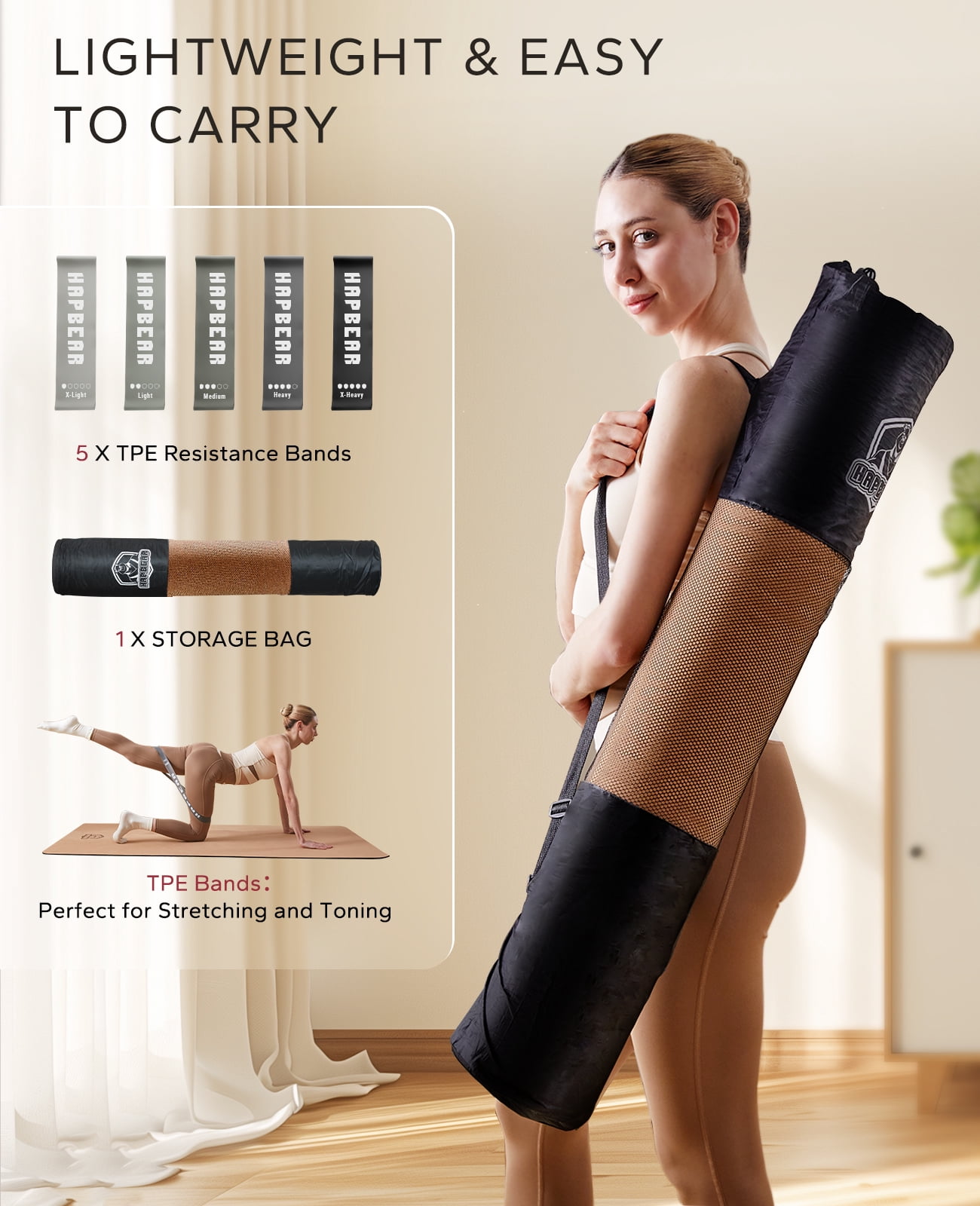 Extra Wide Cork Yoga Mat 6ft x 3ft - Non-Slip Exercise Mat for Home Workouts, Pilates & Stretching - 6mm Thick Eco-Friendly Mat with Resistance Bands & Carry Bag