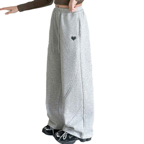 Tiijoy Little Girls High Rise Wide Leg Sweatpants Baggy Casual Active Pants Trousers