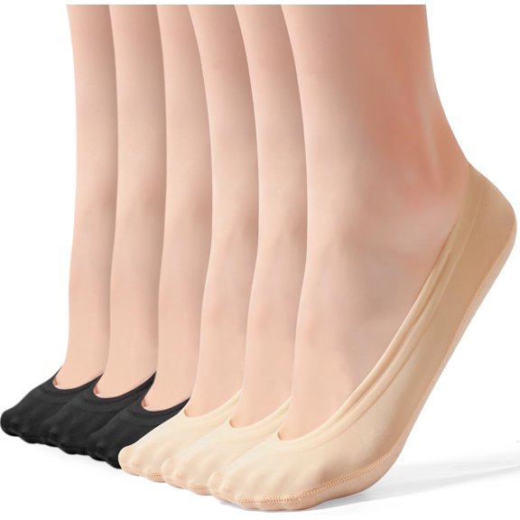 6 Pairs No Show Socks Womens Ultra Low Cut Nylon Thin Socks for Flat Invisible Non Slip Liner Footies