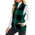thumbnail image 6 of Busydd Women Fleece Vest Fashion Plaid Sleeveless Warm Fuzzy Winter Vest for Women Casual Stand Collar Zipper Women's Outerwear Vests with Pockets S, 6 of 9