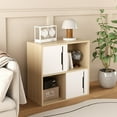 thumbnail image 2 of 4 Cube Storage Organizer,Modern Wooden Storage Cabinet with Sliding Doors,for Living Room,Bedroom,White, 2 of 7