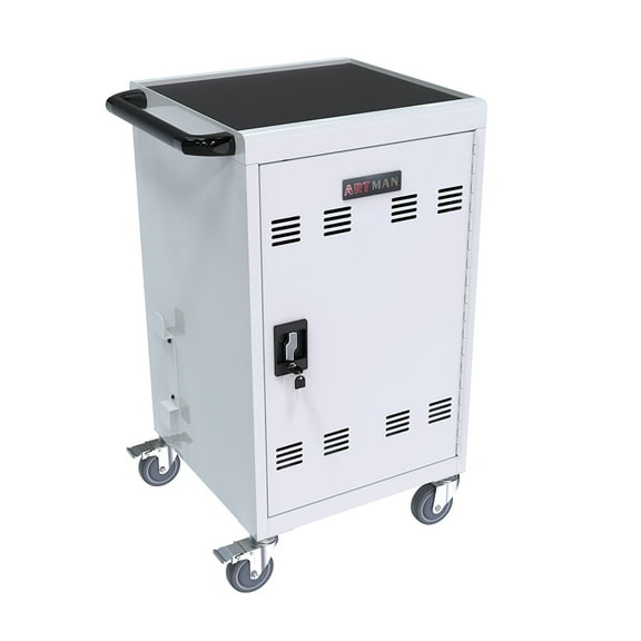 Huloretions 30 Unit Device Charging Station With Charger Cable Management,Charging Cart w/Lock And Key For Classroom Office