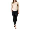 thumbnail image 2 of INSPIRE CHIC Women's Cap Sleeve Silky Blouse Round Neck Pleated Casual Elegant Top L Beige, 2 of 7