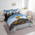 thumbnail image 3 of Manfei Boys Sports Car Bedding Comforter Set 7-Piece, Speed Game Racing Flag Full Bedding Set, Orange Race Car Helmet Fitted Sheet Flat Sheet, Microfiber Bedroom Decor, 3 of 8