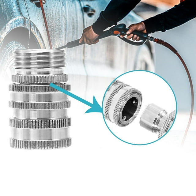 COM1950s Quick Disconnect Kit for High Pressure Washer, 0.8 Inch Metal Water Hose Connector, Fast Connect and Universal Fit for Water Guns and Pipes, Durable Accessory