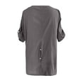 thumbnail image 7 of hxobax Women's Oversized Irregular Blouse Rolled-up Long Sleeve Tunic Tops V Neck Tshirts Plus Size, 7 of 7