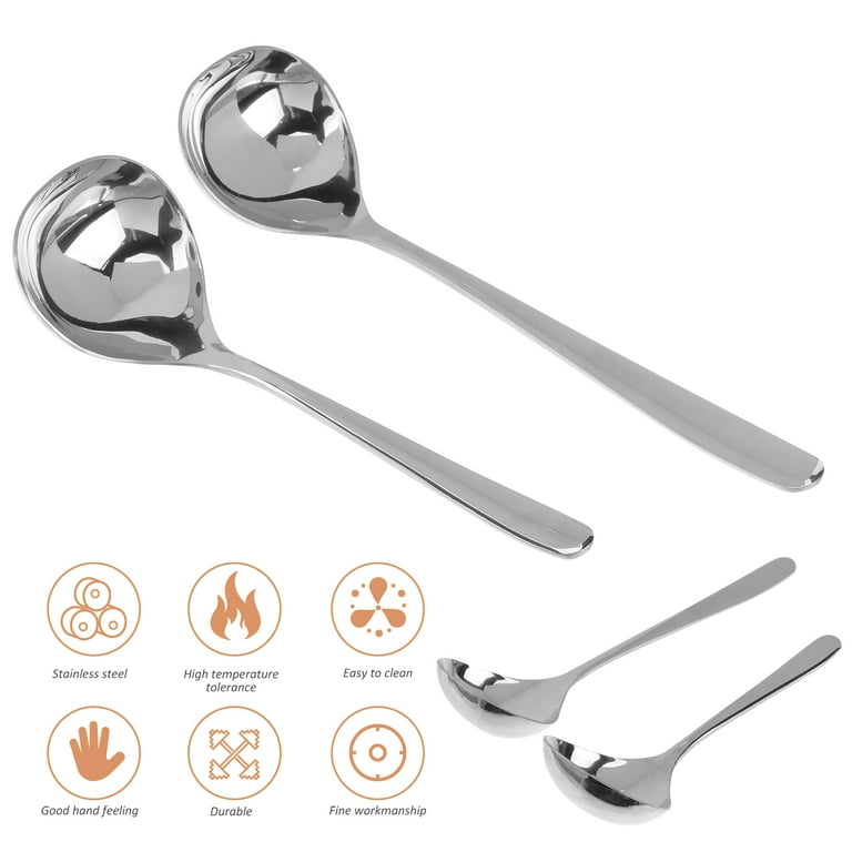 Stainless Steel Long Handle Soup Ladle Chef Cooking 11 Length Silver Tone 2pcs | Harfington