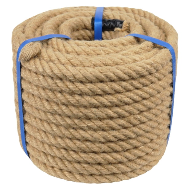 Cuerda de Yute JANJOSN 3/4 pulg 30 m Natural Trenzada de 4 Hebras
