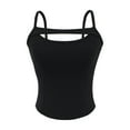 thumbnail image 1 of Camisole pour Femmes, Couleur Unie Col Rond avec Coussin de Soutien-Gorge Intégré, Tissu Polyester, Haut Léger Décontracté, Respirant pour l'Été, Design Ajusté, 1 of 2