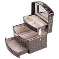 thumbnail image 3 of Portable Jewelry Box Storage Multi Layer Organizer Case Ring Earring Necklace Mirror (Coffee), 3 of 4